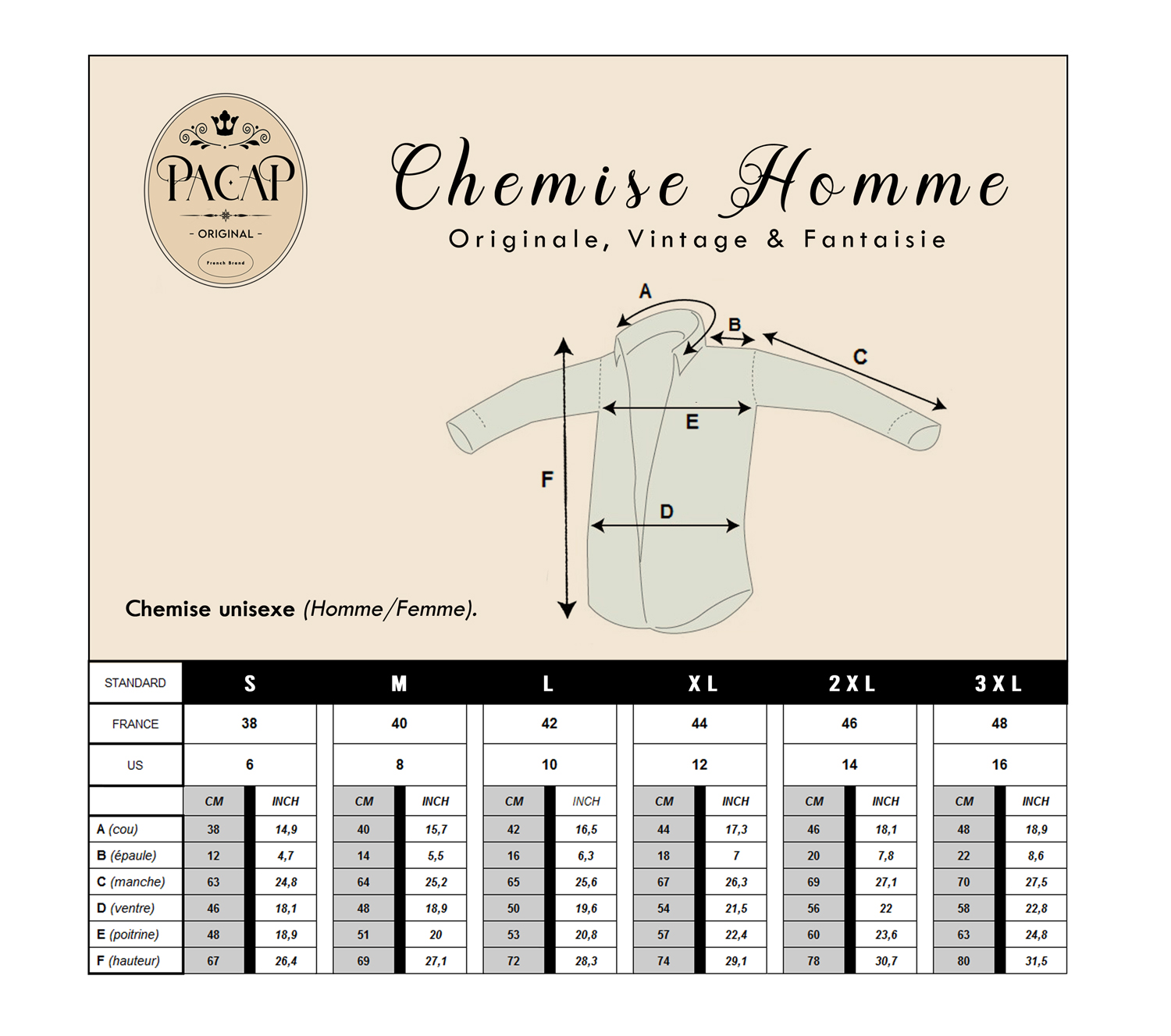 Taille americaine chemise homme outlet